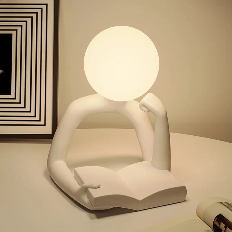 Hot Selling Resin Abstract Person Reading Book Lamp Desk Ornament for Bedroom Home Decor