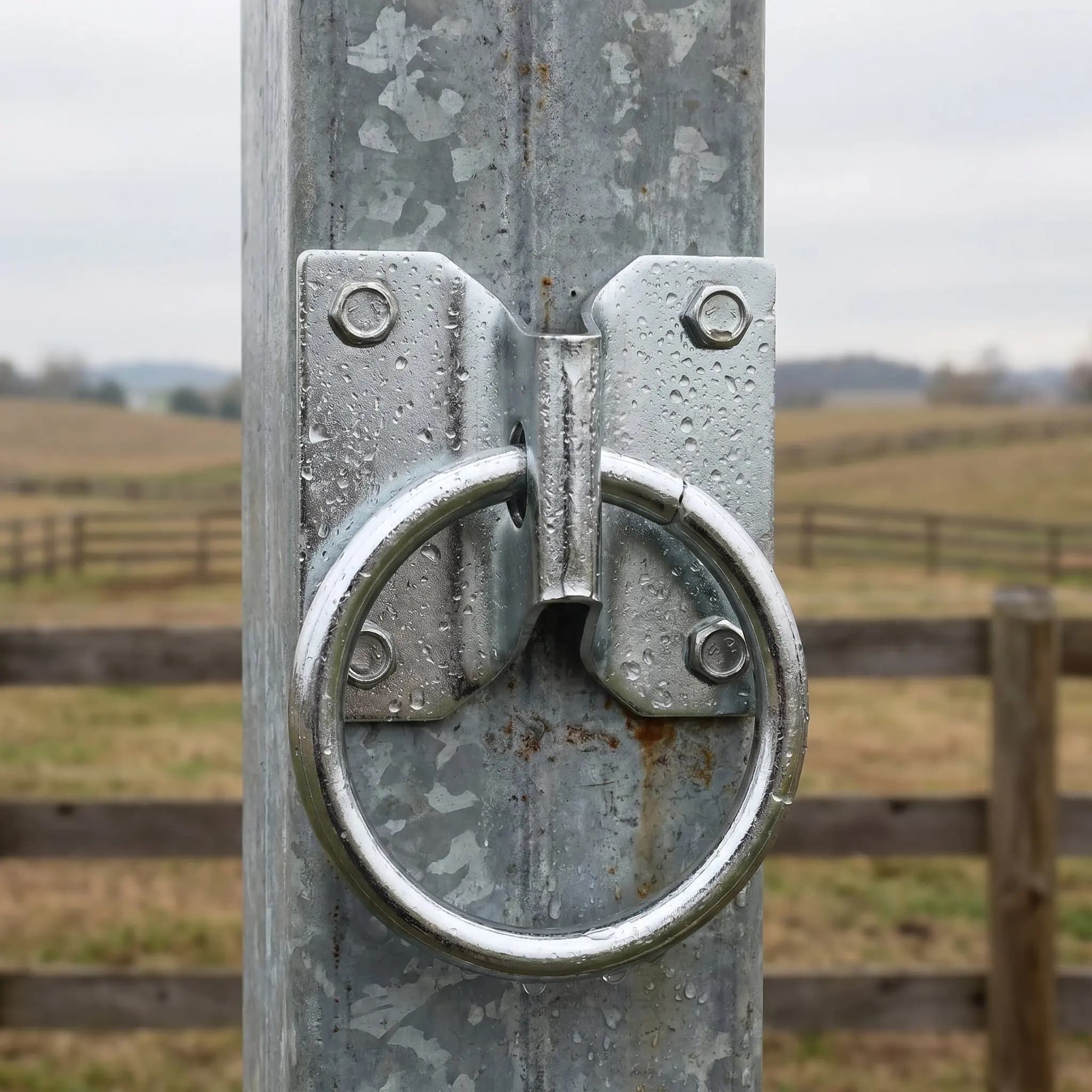 2Pcs Heavy Duty Horse Cross Tie Rings Thick Iron Barn Stall Hitching Ring Stable Equipment Horse Feed Bucket Hook