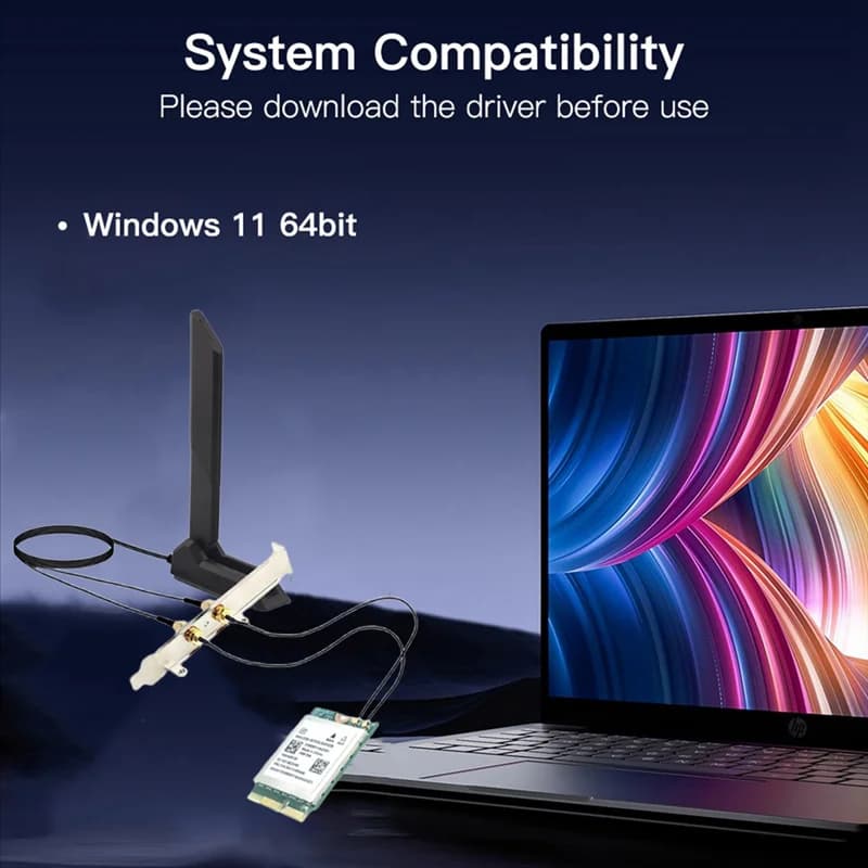 FORW-MT7927 Scheda Wifi7 Gigabit Wifi 7 M. 2 Scheda Wifi wireless BT5.4 Scheda wireless 2.4G/5G/6G Tri-Band 8774M con antenna