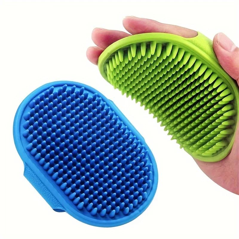 Spazzola da Bagno per Cani in Silicone, Spazzola Massaggiante per Animali Domestici, Pettine da Bagno in Gomma con Manico Circolare Regolabile