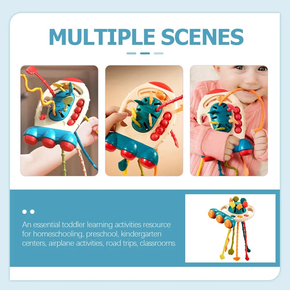 Massaggiagengive in Silicone con Cordino, Giocattolo Interattivo Sensoriale per Bambini, Educativo per lo Sviluppo Infantile, Indispensabile per i Viaggi