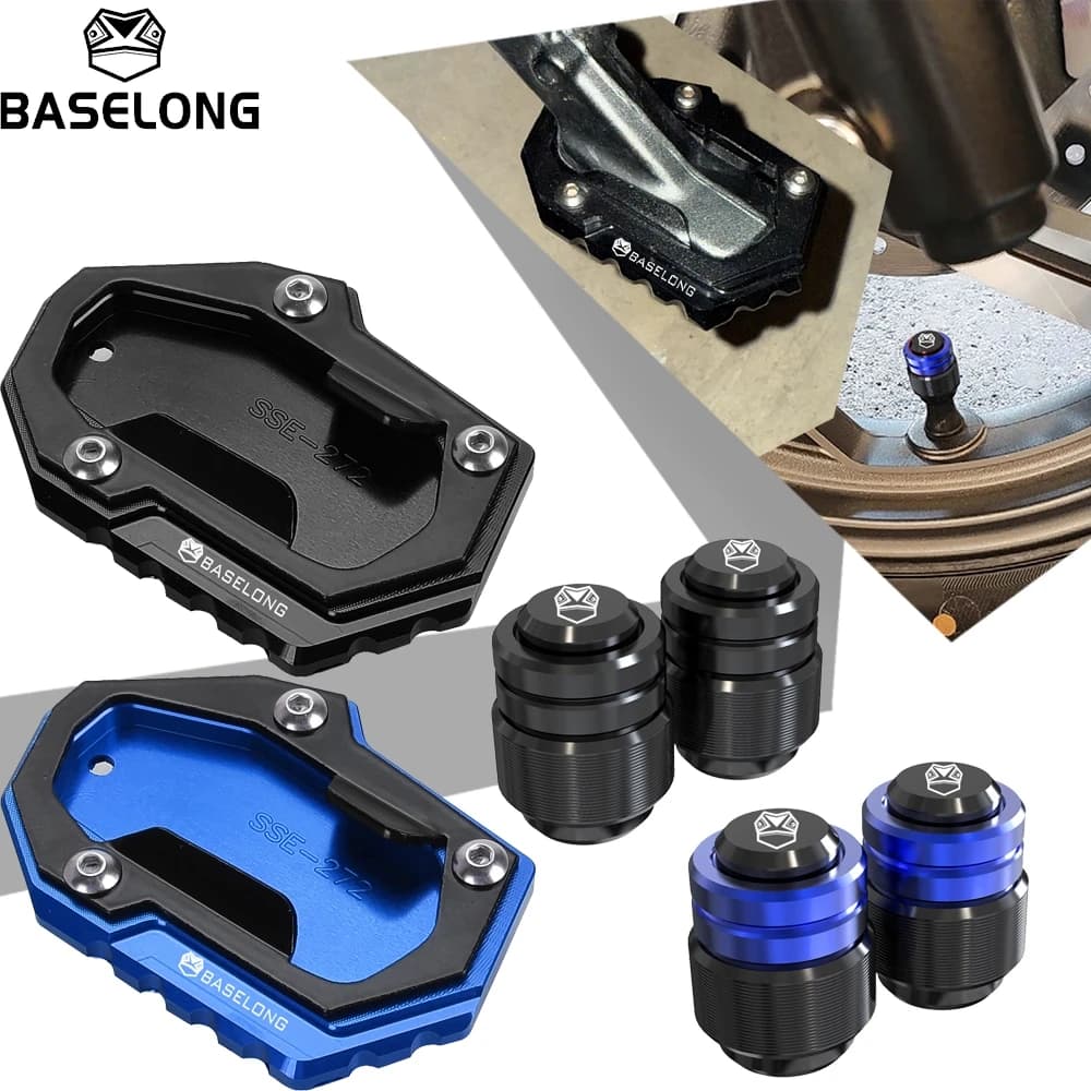 Per BMW R1300GS R 1300 GS ADV R1300 GSA 2023 2024 2025: Piastra di Estensione Cavalletto Laterale Moto e Tappi Valvola Pneumatico