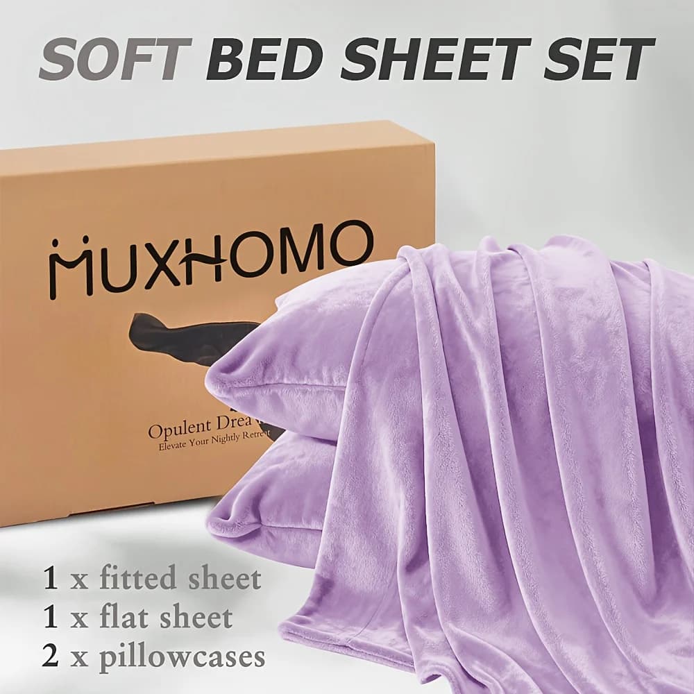 Set of 4 Luxurious Milk Velvet Bed Sheets - Exceptionally Soft And Breathable, Deep Pocket Design, Ideal for Home Comfort, Stylish Appearance, Decorative Bedding, Essential for Bedrooms, Cozy Bedroom Aesthetics, Premium Quality Material