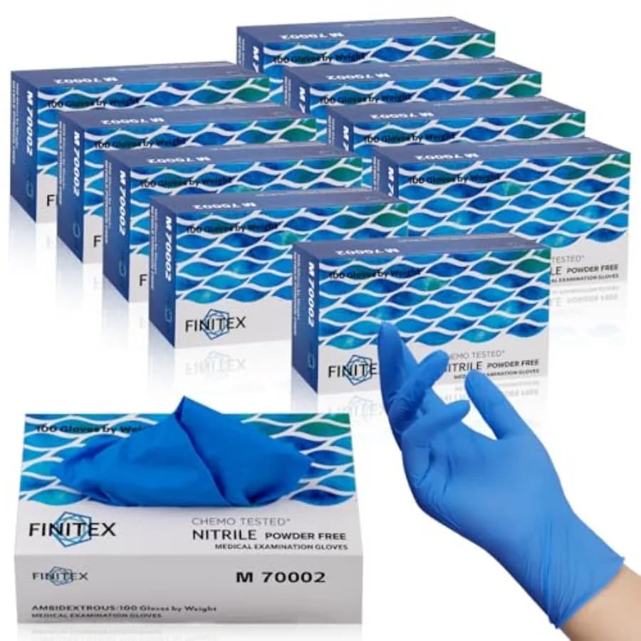 Guanti monouso in nitrile FINITEX per esami medici, 4 mil, senza polvere, senza lattice, 100 pezzi, per esami, pulizia domestica, alimenti
