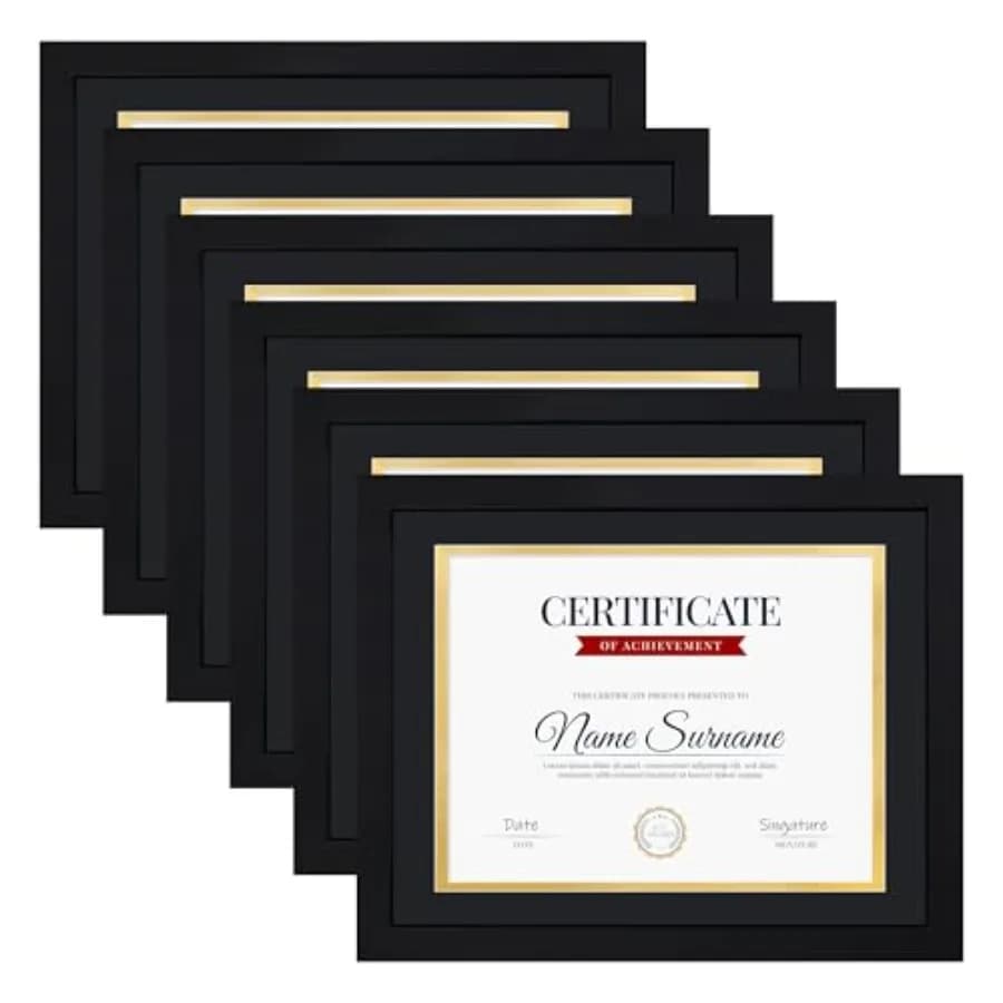 Set di 6 Cornici 11x14 per Certificati, Cornici 8.5x11 con Passepartout, Cornici per Documenti, Diplomi e Premi da Appendere a Parete