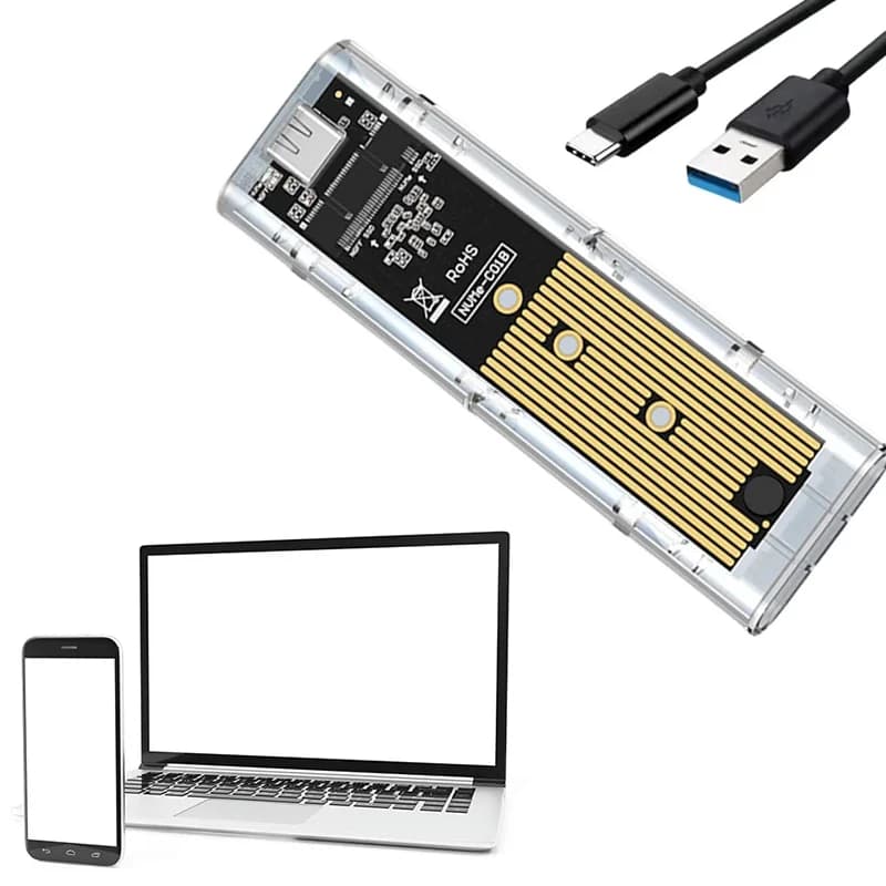 Case SSD M.2 NVME PCIe SATA a doppio protocollo, custodia trasparente USB Type-C PCI-E M2, box esterno trasparente per disco rigido per laptop