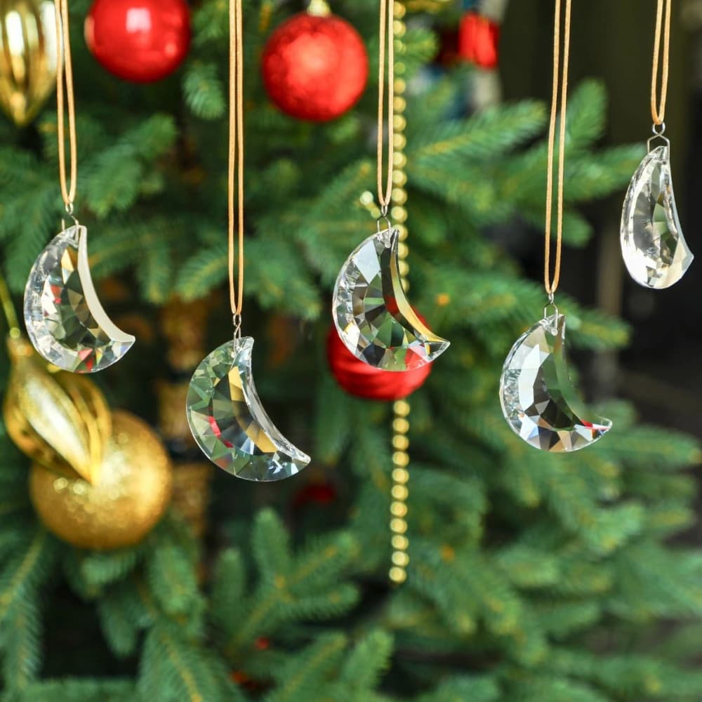 Moon Crystal Pendant Christmas Festive Atmosphere Decoration DIY Room Balcony Window Sun Catcher Wind Chime Accessory