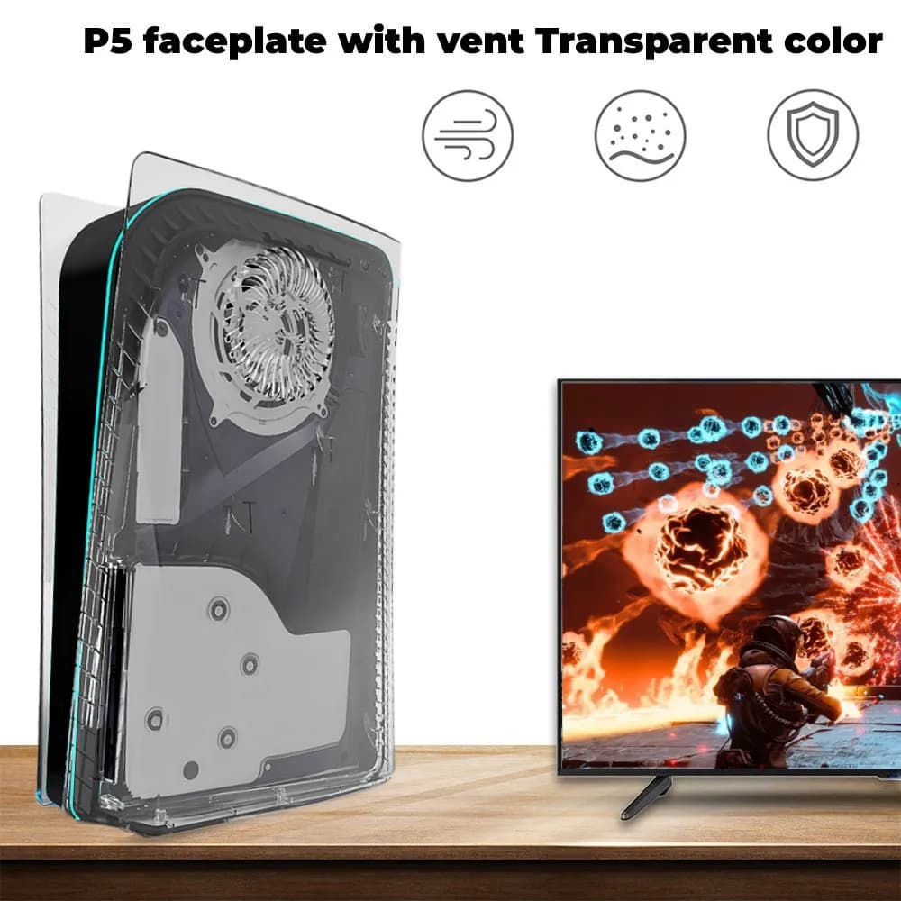 Copertura per piastra frontale trasparente per esplorazione Custodia rigida divisa Piastre di copertura in pelle con guscio rigido antigraffio per console PS5 Disc Edition