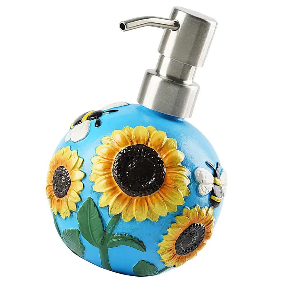 Dispenser di Sapone a Forma di Girasole Riutilizzabile, Bottiglia con Pompa a Pressione per Bagno, Erogatore di Lozione e Gel Doccia, Contenitore Ricaricabile per Sapone Liquido