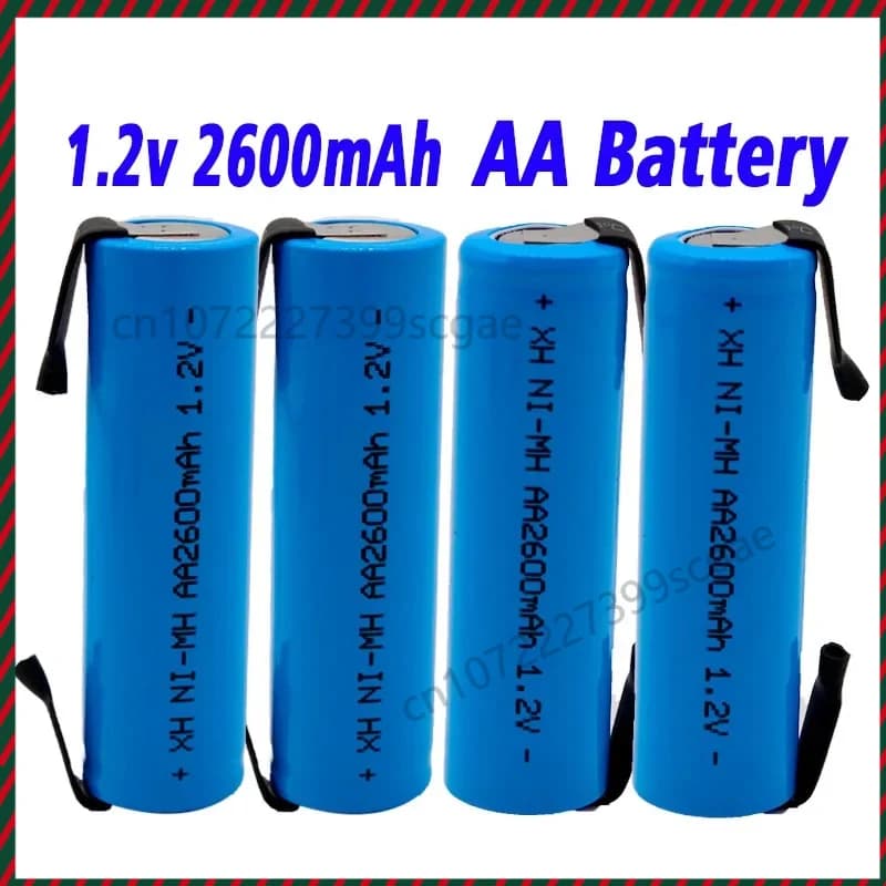 New AA Rechargeable Battery 1.2V 2600mah AA NiMH Battery with Solder Pins for DIY Electric Razor toothbrush Toys