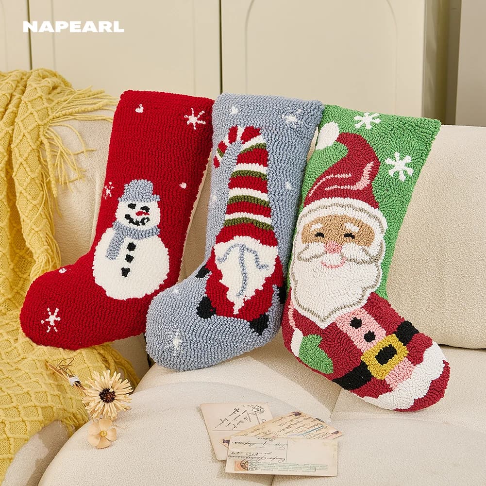 1PC Christmas Pillow for Sofa Striped Cane Candy Socks Snowman Christmas Gift Holiday Decoration Containing Fillers