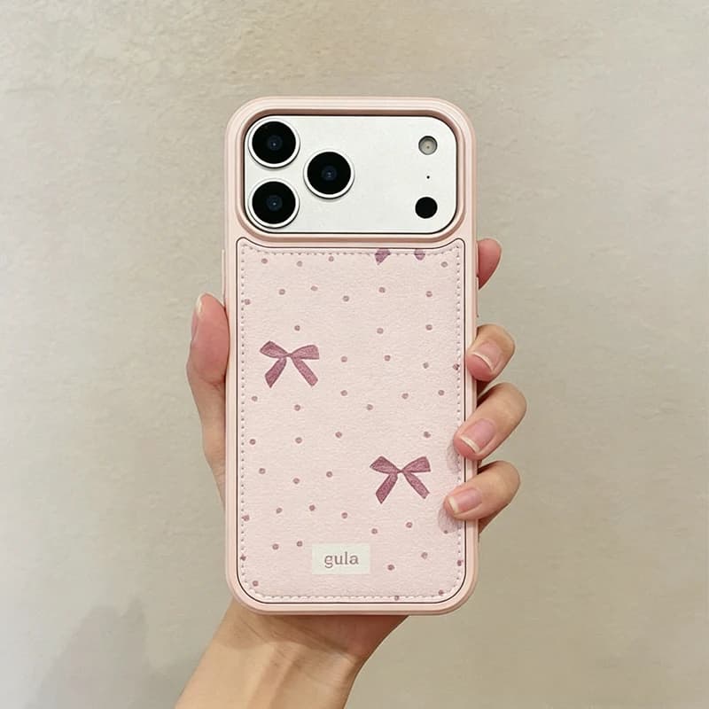 Protective Protective Case INS Leather with Pink Cat Motive Pois for iPhone 17 Air 16 15 14 13 12 11 Pro Max Y2K
