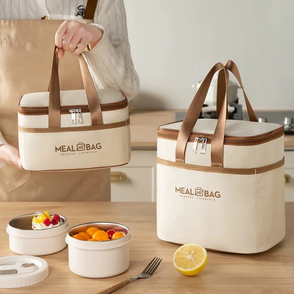 Reusable Lunch Box - Insulated Lunch Bag Leakproof Lunchbox for Work Office Picnic Beach - Freezable Lunch Cooler Bag