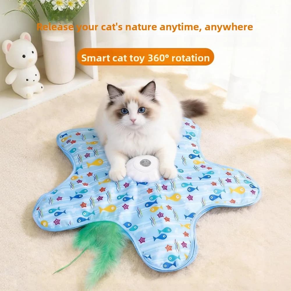 Motion Sensor Hide Seek Cat Toy Concealed Movable Feather Interactive Teaser Relieve Boredom For Indoor Kitten Daily Play