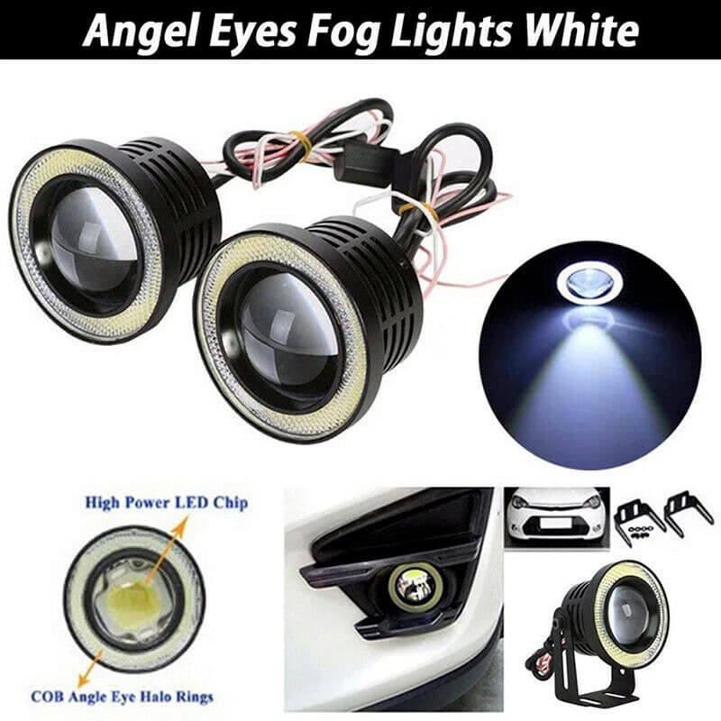 Proiettore automobilistico LED COB bianco da 2,5 pollici 15W con anello blu DRL e funzione fendinebbia