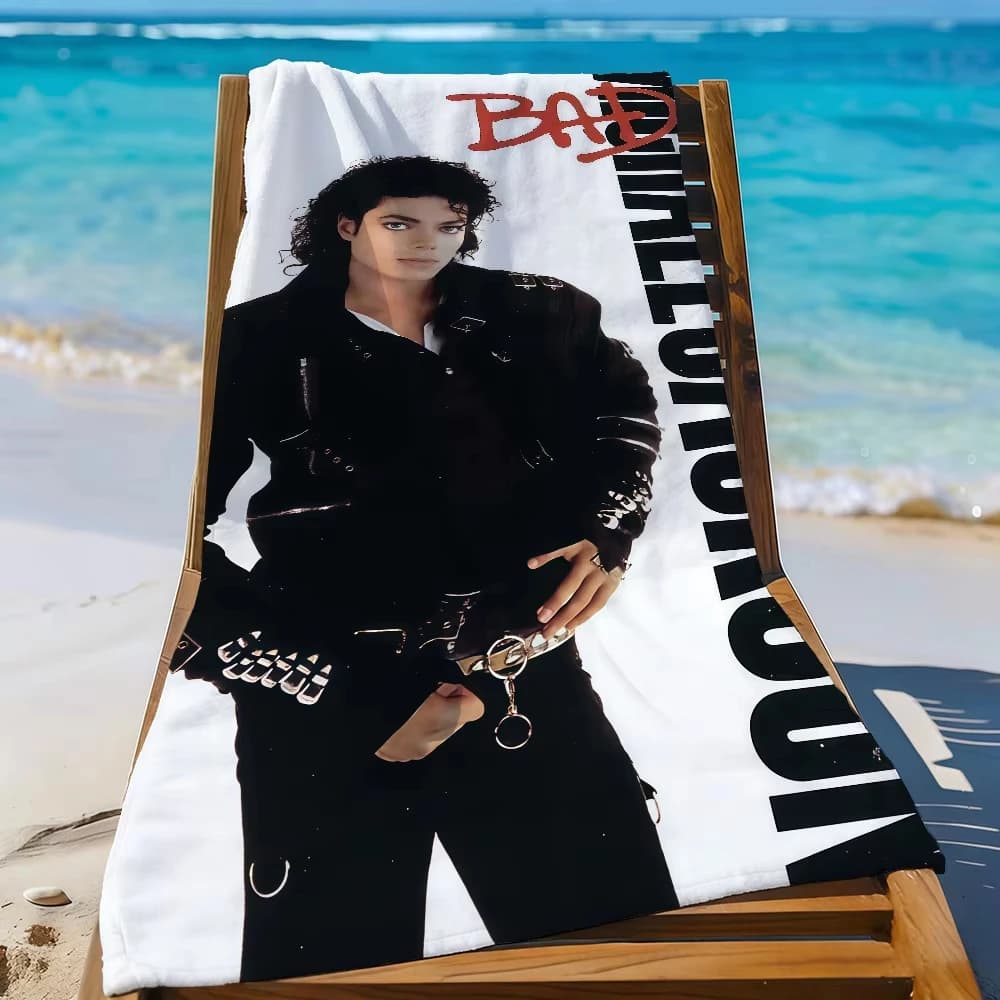 Asciugamano da spiaggia con stampa Michael J-Jackson, ad asciugatura rapida, resistente alla sabbia, morbido, assorbente, leggero, per viaggi, campeggio, divertimento in piscina