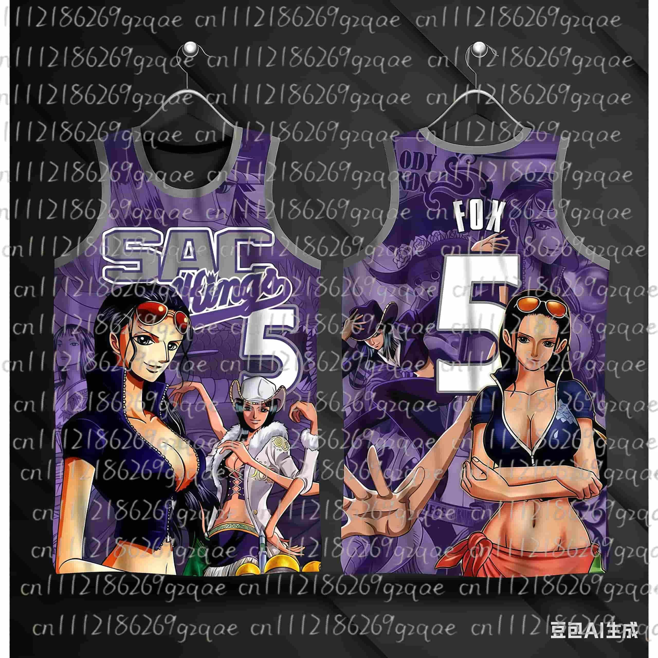 2026 New Anime One Piece Special Design Giannis Antetokounmpo #34 Basketball Jersey Kids 3D Printed Men's Casual Vest