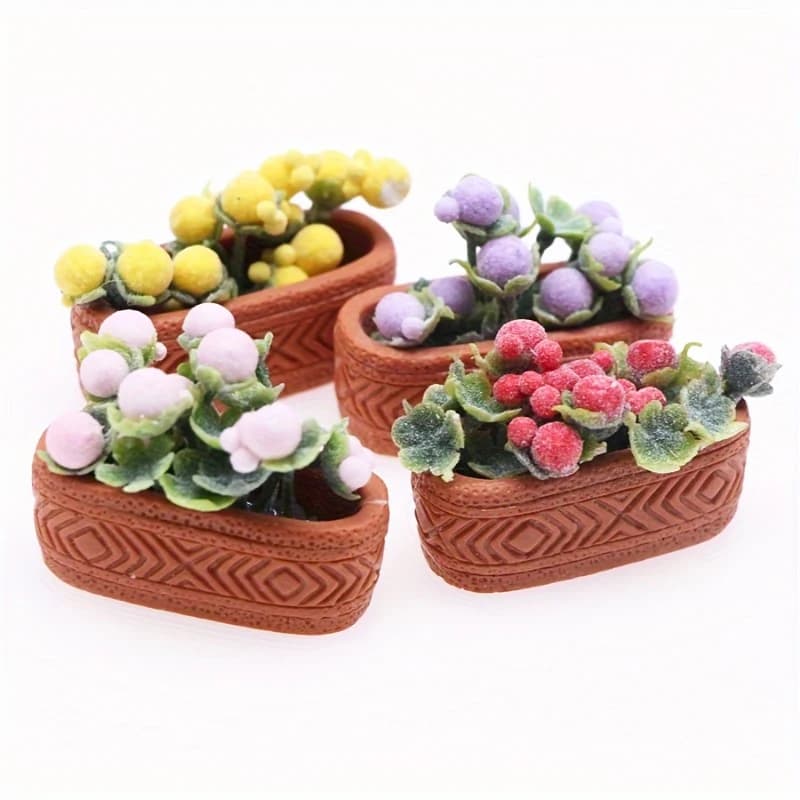 1:12 Green Artificial Miniature Pot Plant Model Landscape Courtyard Decoration Crafts DIY Dolls Home Scene