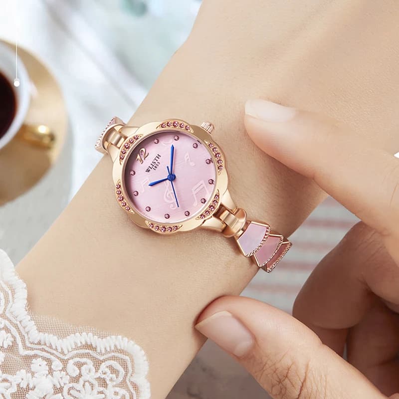 Orologio da donna di marca di lusso, quadrante con diamanti rosa, cinturino in acciaio, impermeabile, luminoso, orologio da donna alla moda, reloj mujer