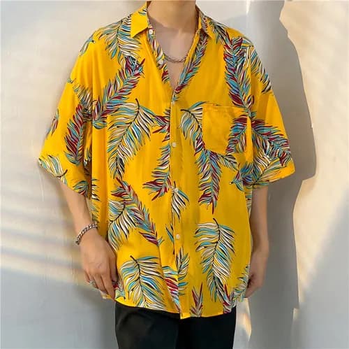 Erba tropicale stampa 3d camicia hawaiana per uomo estate strada maniche corte top harajuku bavero bottone camicetta allentata magliette vestiti