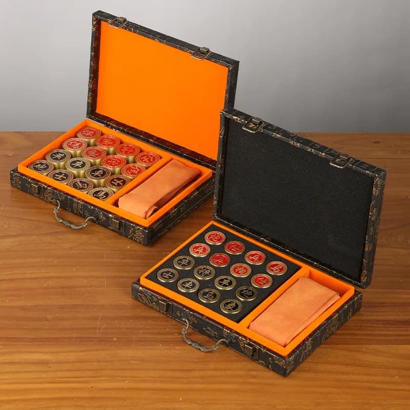 Brass Chess with Chessboard Full Set of Gift Boxes Copper Solid Chess Chinese Chess Home Gift Collection
