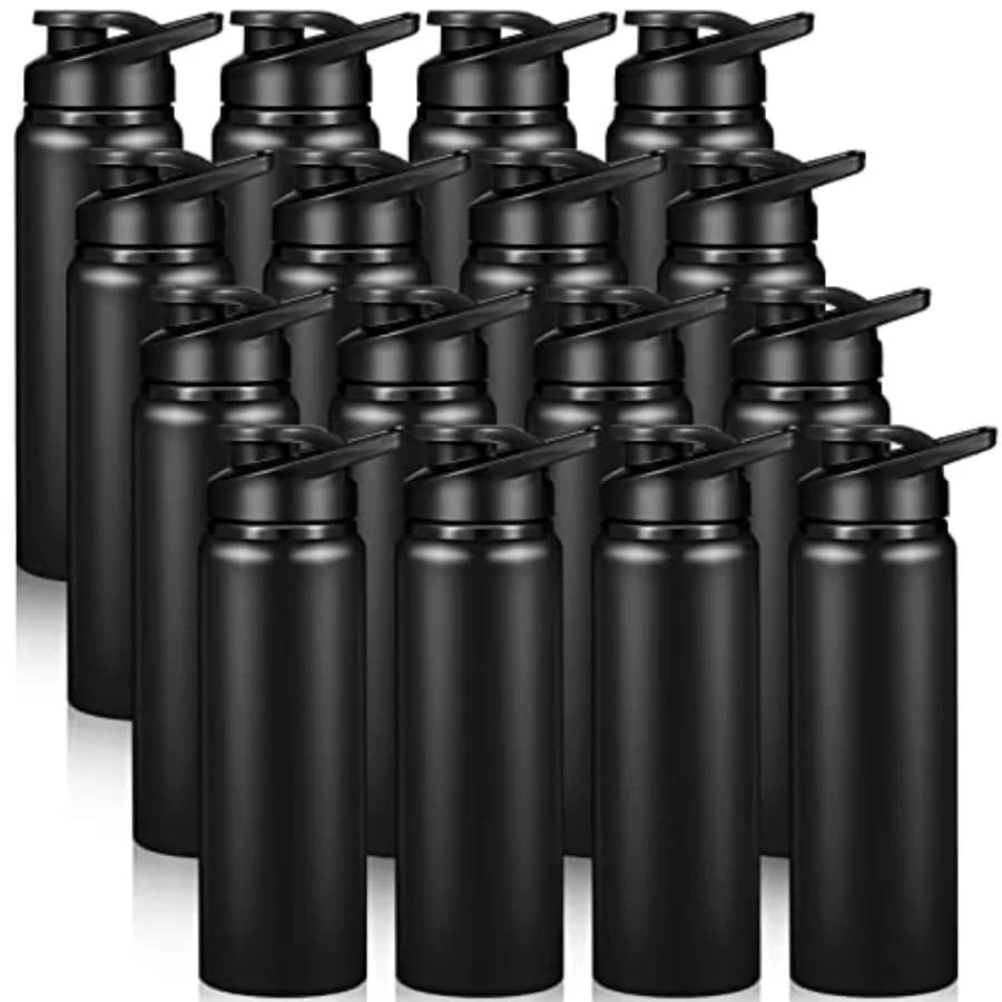 Set di 16 Bottiglie d'Acqua in Alluminio da 25 oz, Borracce Sportive con Coperchi a Scatto, Riutilizzabili, Antigoccia, Leggere, per Bicicletta