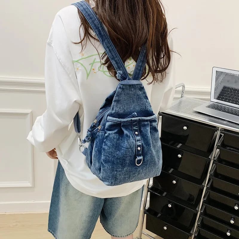 Nuovo Zaino in Denim Lavabile alla Moda, Borsa a Spalla Multifunzionale Casual, Borsa Trendy e Versatile per il Pendolarismo