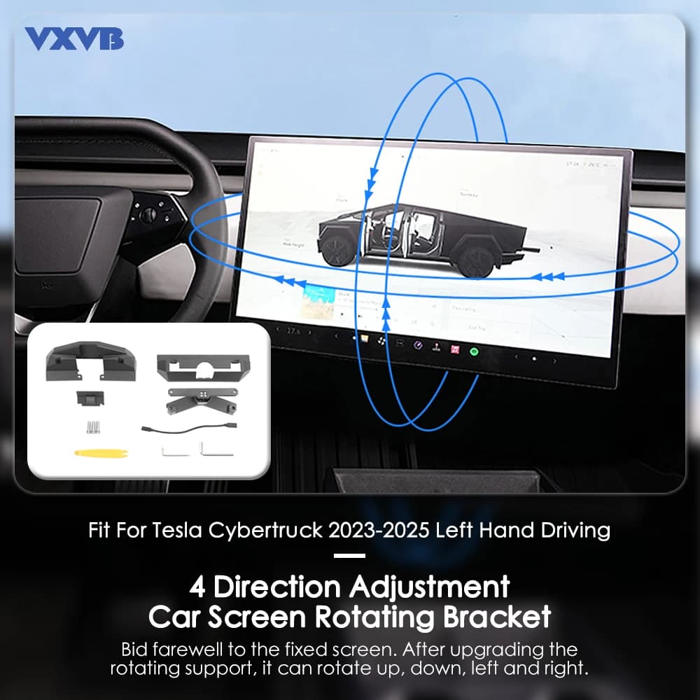For Tesla Cybertruck 2023-2025 Swivel Holder Mount Tilt Screen Rotating Bracket Kit Display Monitor Rotate Holder Accessories