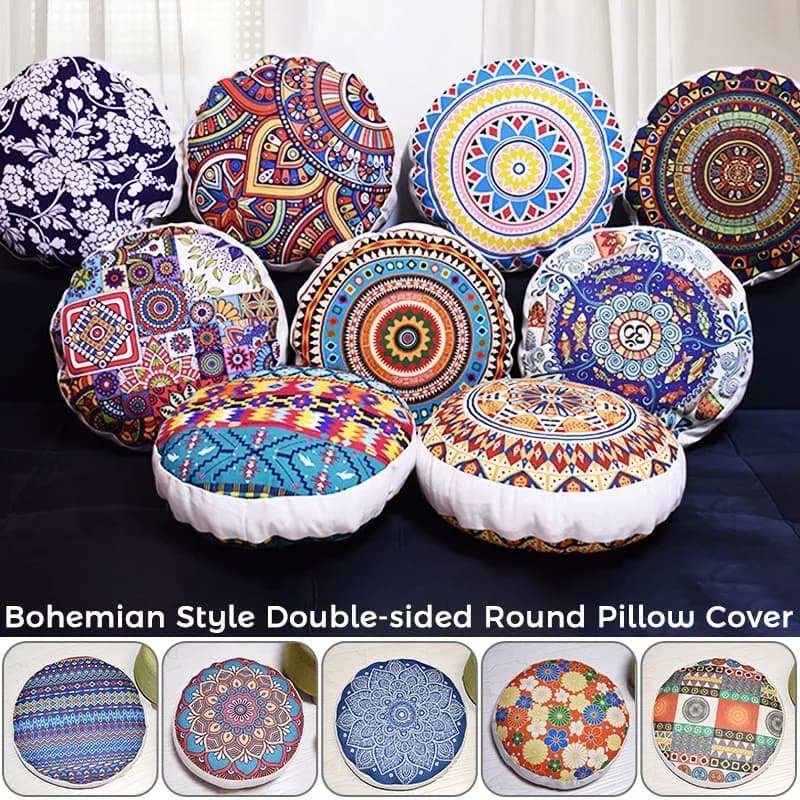Ethnic Style Round Hippie Floor Pillow Case Moroccan Futon Bohemian Mandala Meditation Pouf Homestay Stool Decor Cushion Cover