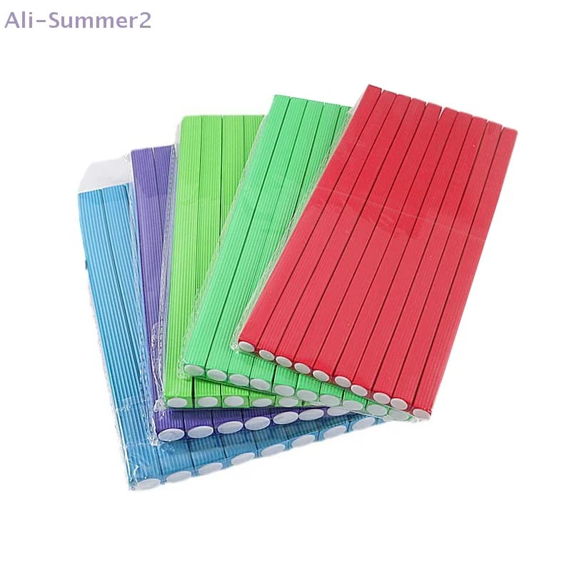 {Summer2}10 pieces flexible rods to curl hair square curlers soft foam rollers Bendy Twist DIY without tools for heat styling