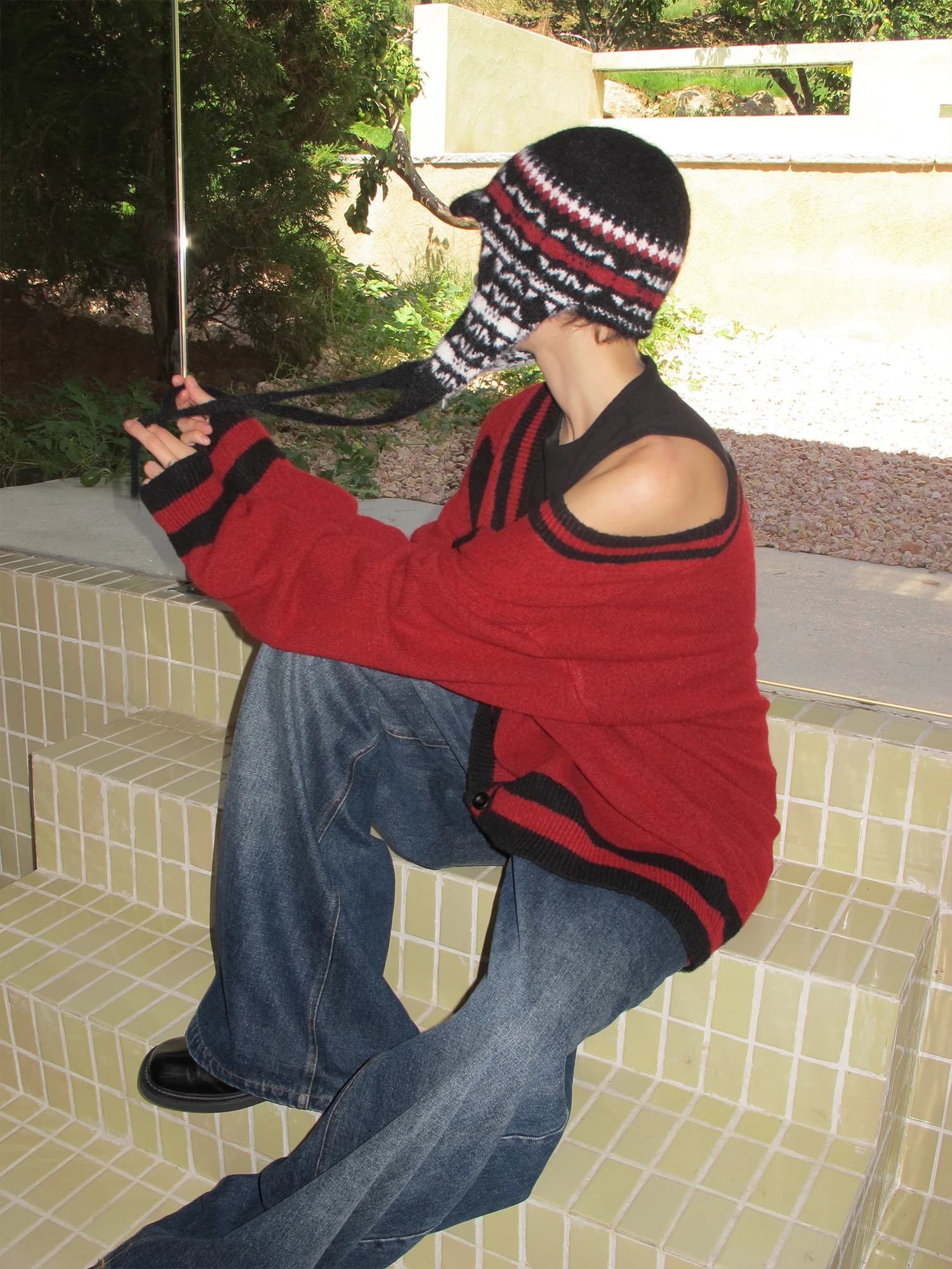 CasseSango Wool Blend Fair Isle Patterned Beanie Hat Windproof Casual Style for Autumn Winter Unisex round Top Cap