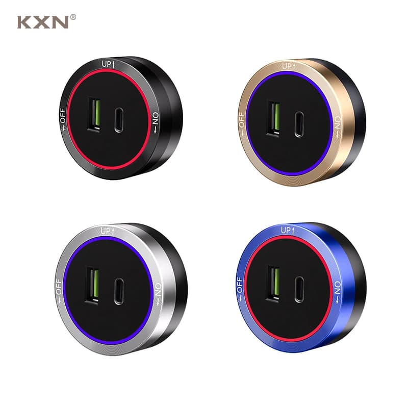 Adattatori per spine elettriche KXN presa USB a ricarica rapida TypeC 18W 3.1A con indicatore LED per binari di alimentazione