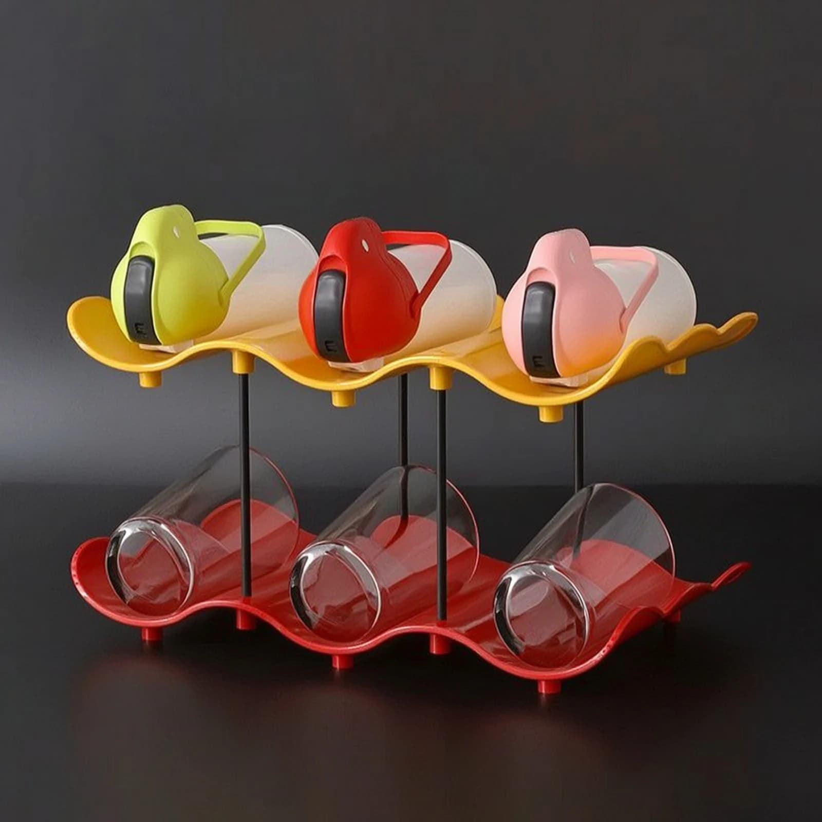 Cup Storage Rack Compact Coffee Mug Holder Cup Organizer Tabletop Coffee Bar Shelf Space-Saving for Kitchen, Tea Station