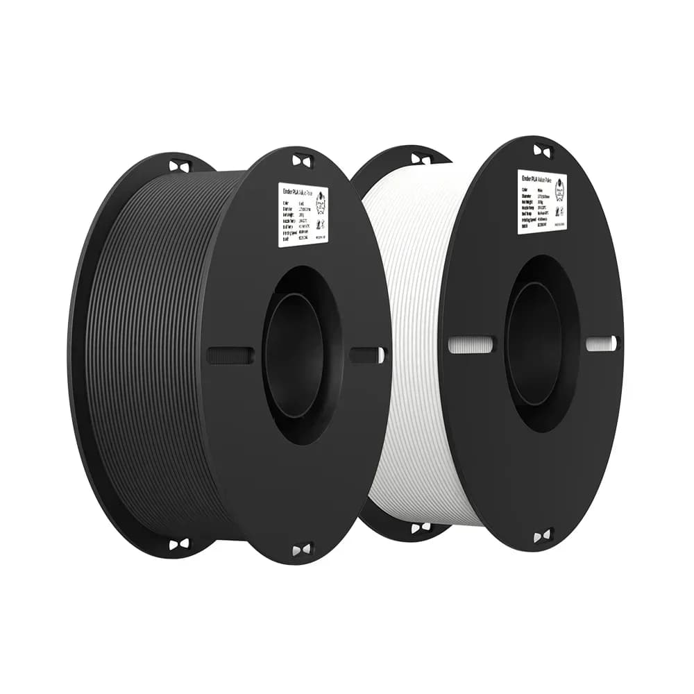 PLA Creality Filament for 3D PLA printer from 1,75 mm 2 kg Suitable for most 3D printers Packaging Ender-value PLA white and black Pack of 2 reels