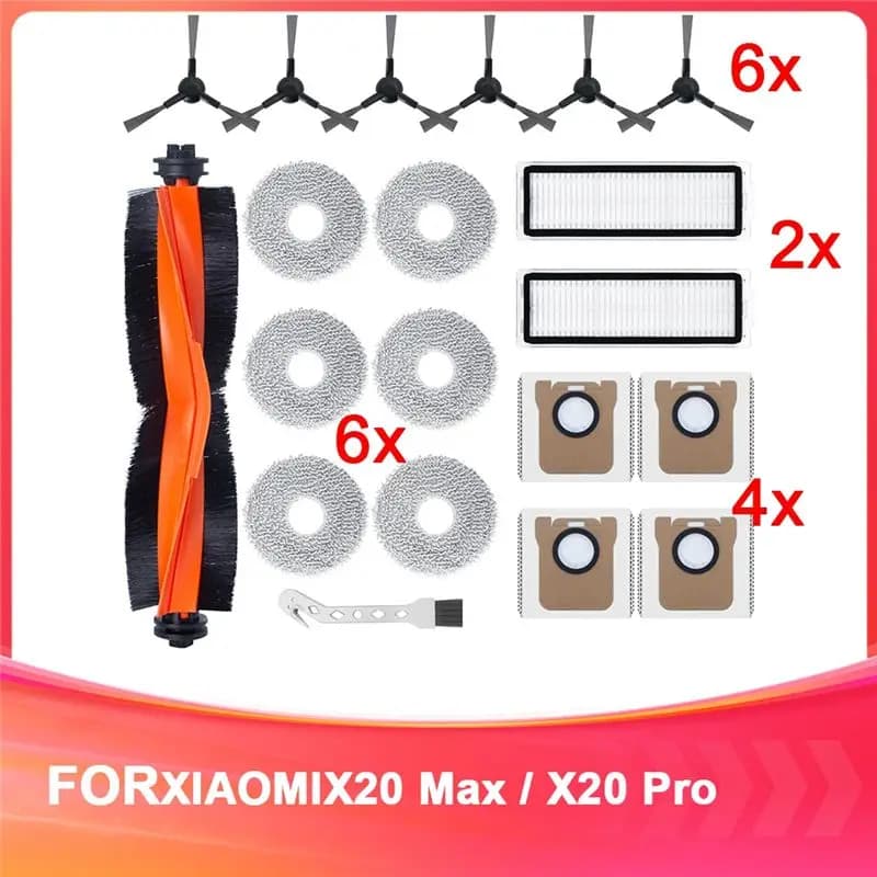 CKFAM-Accessories Kit For X20 Max / X20 Pro Robot Vacuum Cleaner ,Main Brush, HEPA Filters, Mops,Dust Bags,Side Brushes