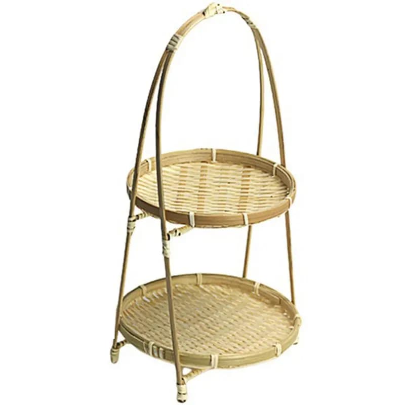 Y42A-2X Cestini Portaoggetti a Due Livelli per Frutta, Pane e Alimenti, Decorazione Cucina, Supporto per Piatti Rotondi, Contenitore di Stoccaggio