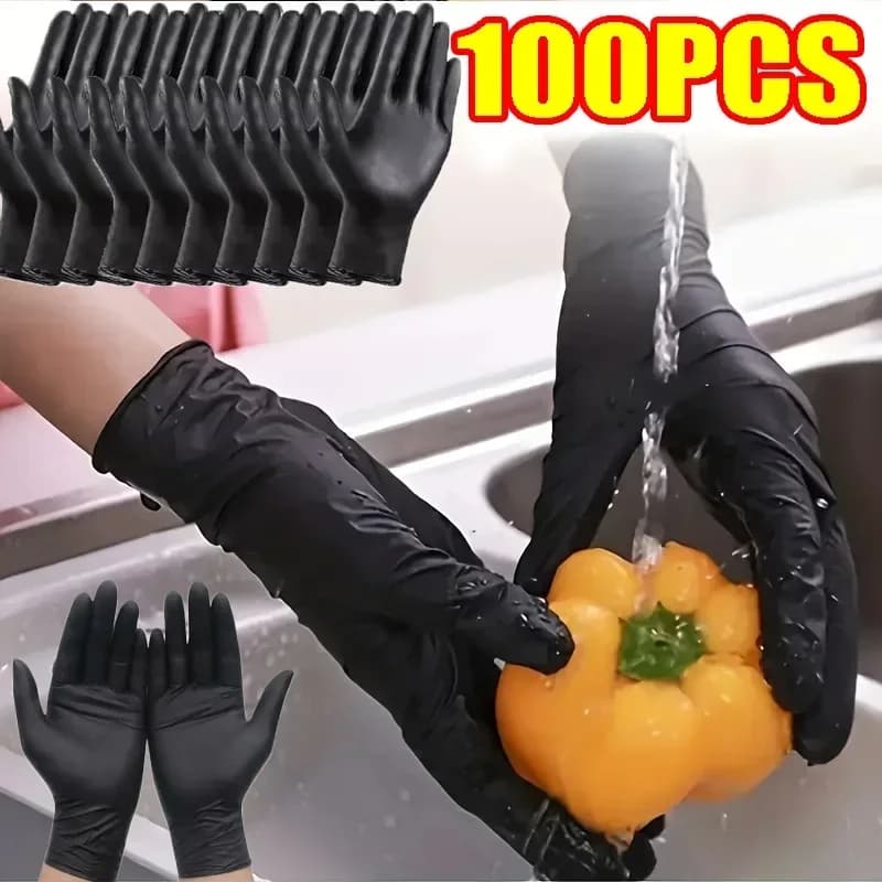 20/50/100PCS Black Nitrile Disposable Gloves Latex Powder Free Industrial Grade Household Gloves for Cooking Cleaning Tatoo Auto