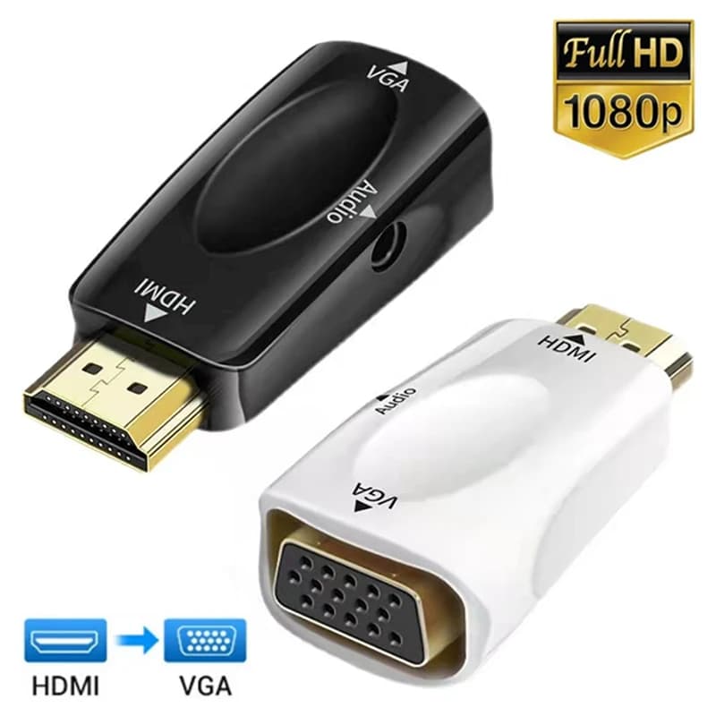 HDMI-compatible cable converter with VGA Adapter 3.5 mm Audio 1080P male-female converter for laptop PC TV Box