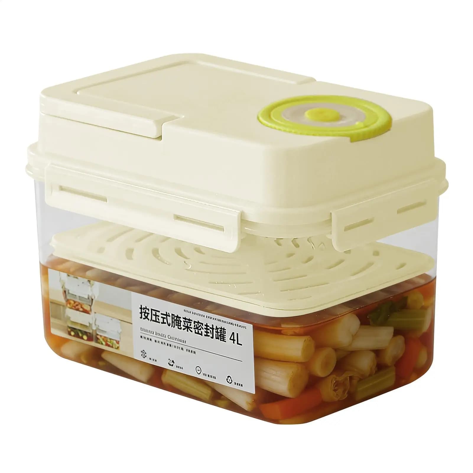 Contenitore per Sottaceti a Pressione 4L, Scatola per Sottaceti Coreani a Prova di Perdite per Campeggio, Picnic, Casa, Cucina, Dispensa