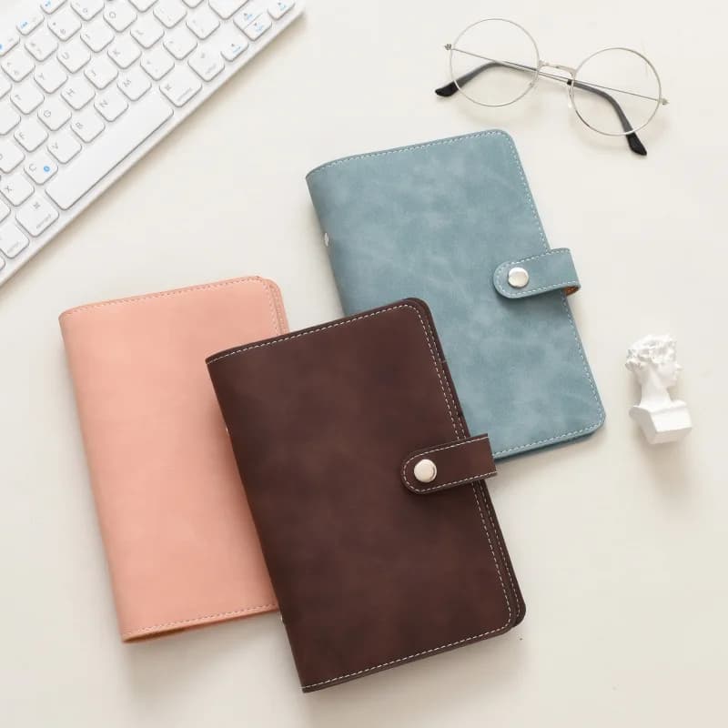 A6 Morbida pelle PU Raccoglitore a fogli mobili Copertina per notebook Anello dorato Diario Agenda Planner Copertina in carta Cancelleria scolastica