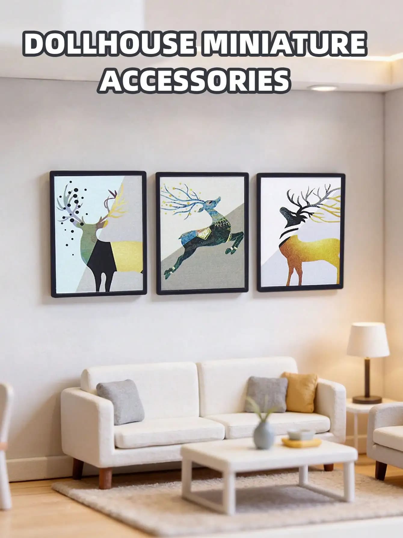 Quadri Decorativi a Tema Natalizio, Mini Cornici da Parete Combinabili per Accessori in Miniatura per Case delle Bambole