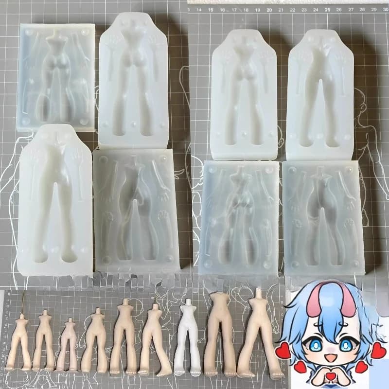 Stampi in silicone per bambole in ceramica, gel, pietra, plastica, argilla ultraleggera, per la creazione fai da te di scarpe, corpo e testa di bambole