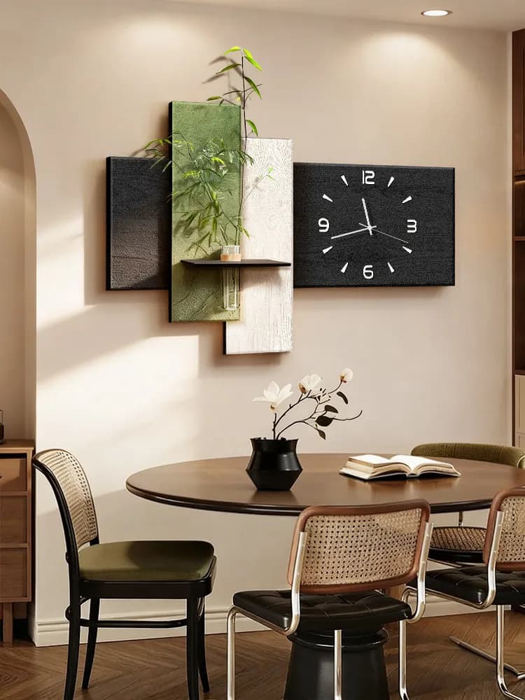 Wall clock with decorative painting for dining room in Chinese style, high-end watches and watches, new wall in Chinese style