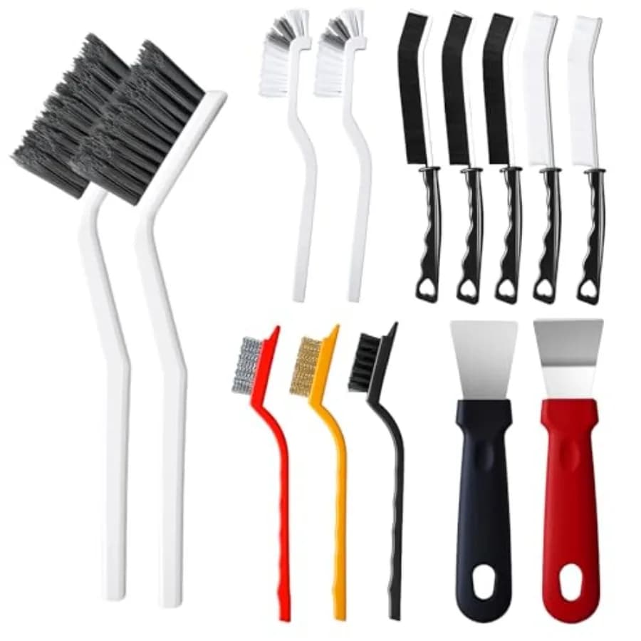 14Pcs Crevice Cleaning Brush Set, V Shape Grout Cleaner Brush for Deep Cleaning Gap, Hard Bristle Scrub Brushes Tools, Cleaning