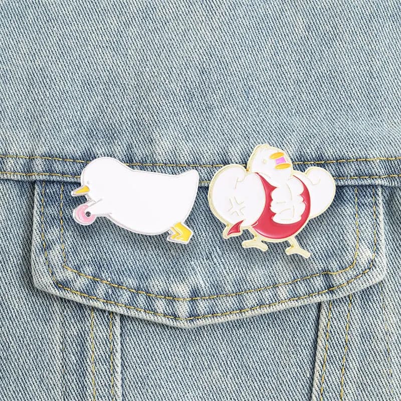Muscle Duck Enamel Pins Ab Roller Wheel Fitness Duckling Brooches Badge Funny Cartoon Animal Jewelry Gift for Friends