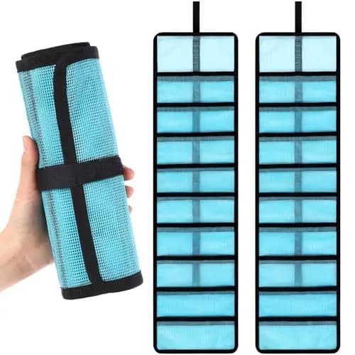 Blue Rollable Fishing Bait Bag 10 Pockets PVC Mesh Design, Durable and Leak-proof, Easy To Store Fishing Tackle Box