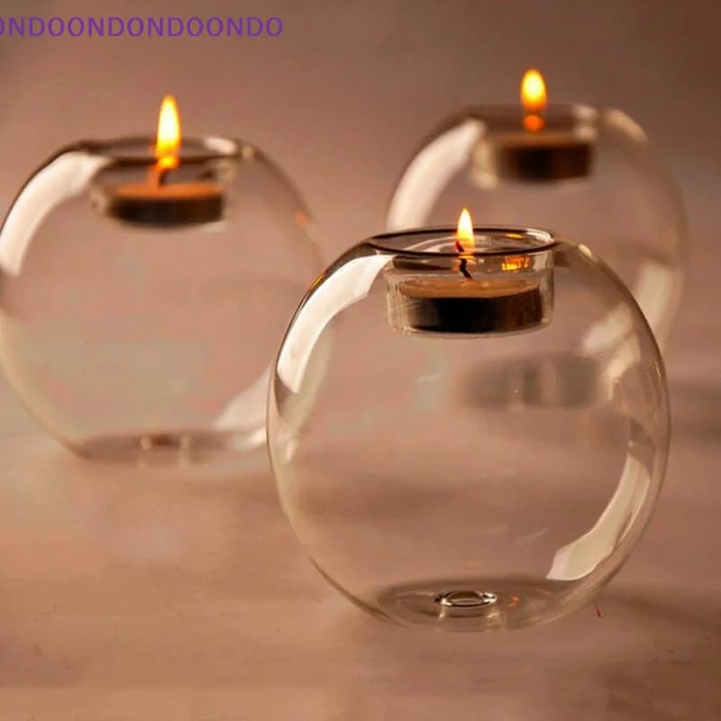 Elegante Portacandele in Vetro Rotondo Stile Europeo - Vetro Profumato per Decorazioni Natalizie, Matrimoni e Punti Focali da Tavola