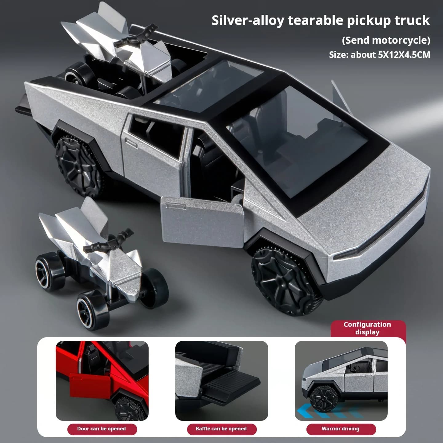 Cybertruck Toy 1:36, Metal Off Road Car Model, Beach Motorcycle, Hobby Collection, Birthday Gift for Boys
