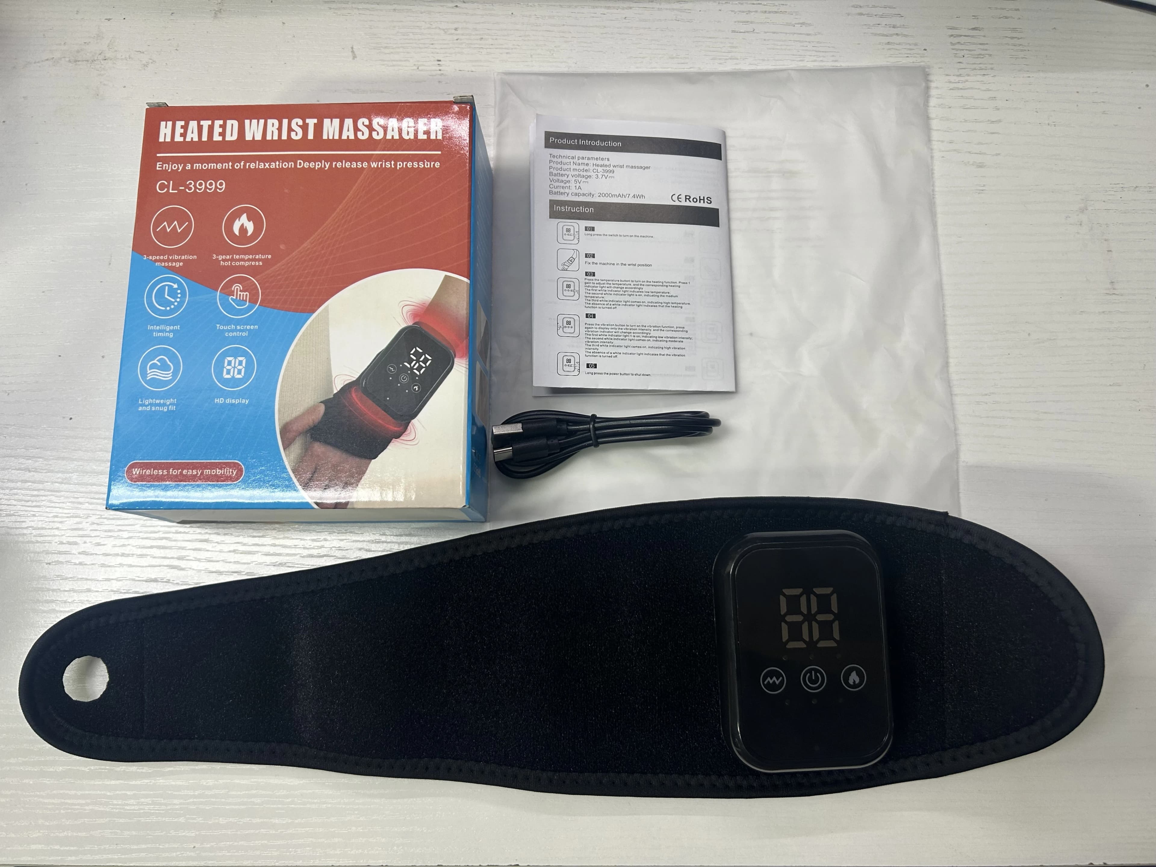 Electric Heating Wrist Massager Wrist Brace Protector Wrap Vibration Massage Relieves Tenosynovitis Carpal Tunnel Fatigue Relief