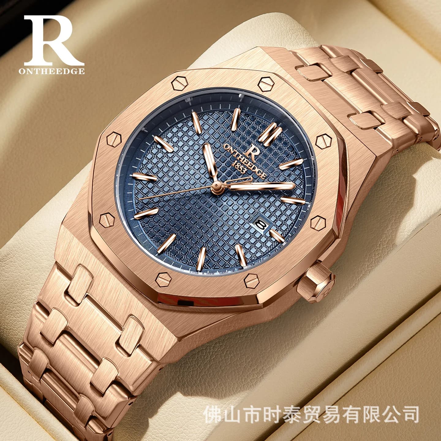 Orologio di lusso da uomo del marchio ONTHEEDGE, nuovo orologio di lusso impermeabile e luminoso, successo in live streaming.